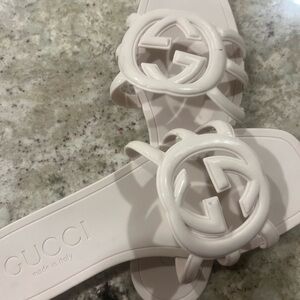 Gucci Cream Logo Sandals